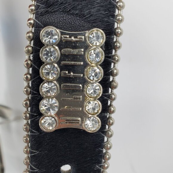 Wild Fire Black Leather Blue Square Gem Rhinestone Studded Western Belt Size XL - Picture 3 of 7